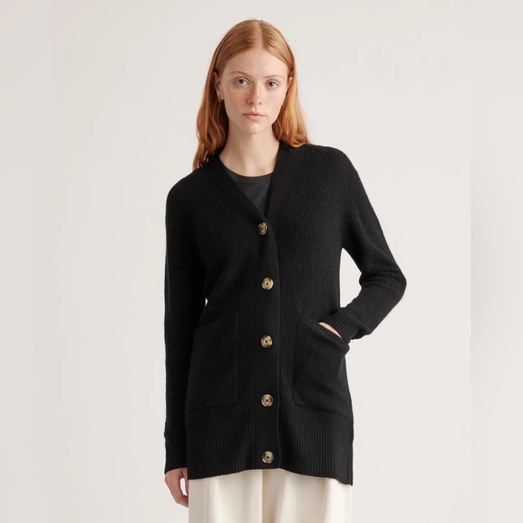 Quince Baby Alpaca Wool Oversized Cardigan Black Women’s Small NWT New Sweater - Picture 1 of 8